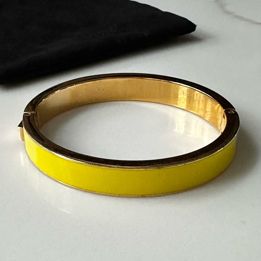 J. Crew Yellow Enamel & Gold-tone hinged Bangle Bracelet